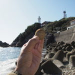 須場の浜での丸い石探し