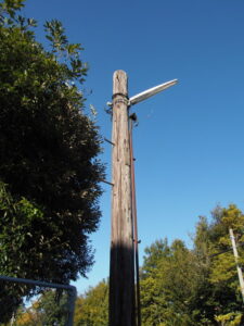 横浜ゴム三重工場付近で見つけた木製電柱